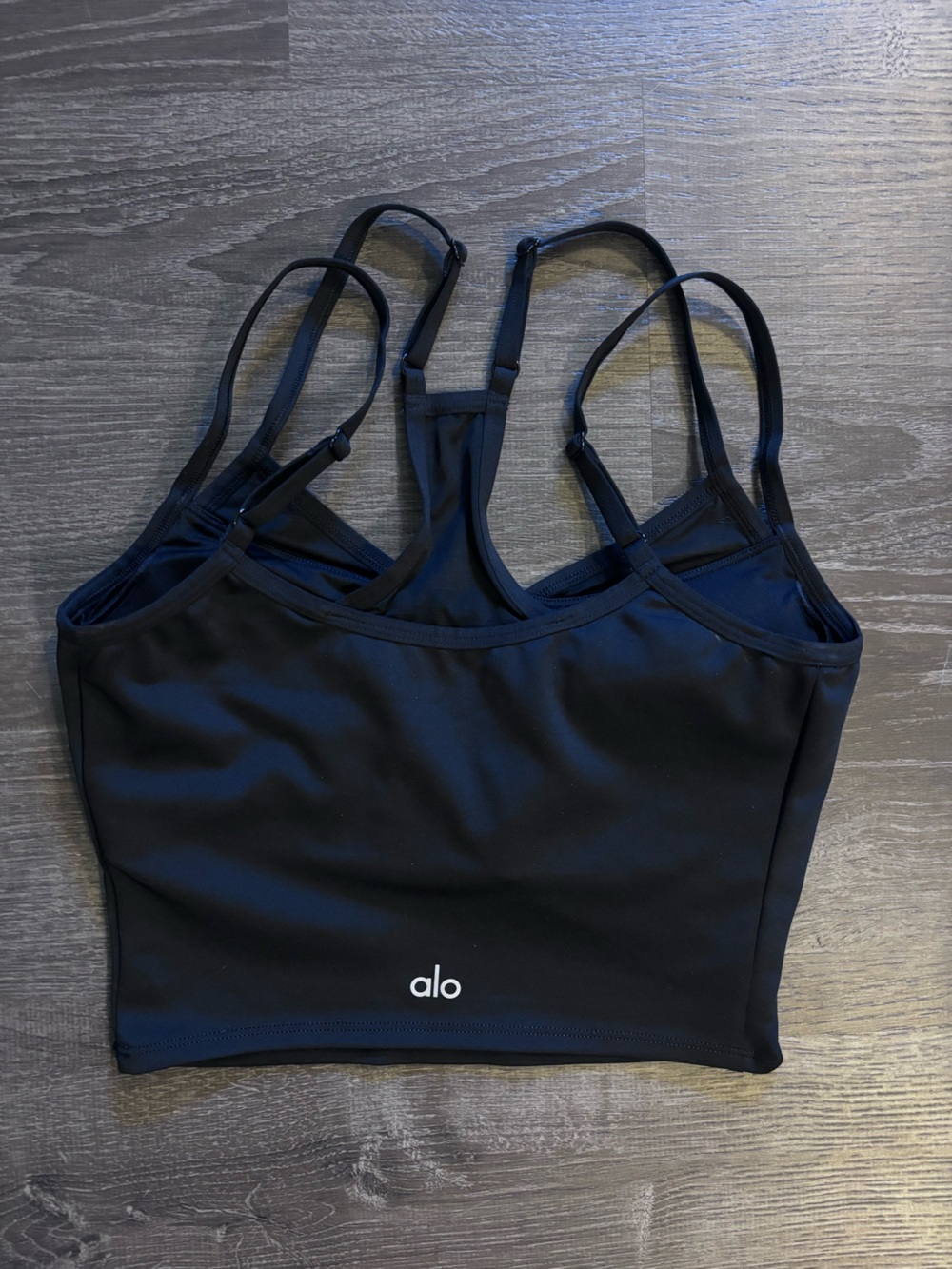 Alo Yoga Black Strappy Shelf Bra or Cropped Tank Top Size Medium